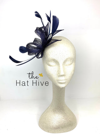 Navy Blue Fascinator, Kentucky Derby Hat, Tea Party Hat, Church Hat, Derby Hat, Fancy Hat, Navy Blue Hat, Tea Party Hat, wedding hat - The Hat Hive