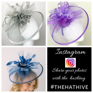 Navy Blue Fascinator on headband, Available in several colors, Style: "The Celeste, Tea Party Hat, Kentucky Derby Hat, wedding hat, - The Hat Hive