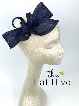 Navy Blue Fascinator, Womens Tea Party Hat, Church Hat, Derby Hat, Fancy Hat, Navy Blue Hat, Tea Party Hat, wedding hat - The Hat Hive