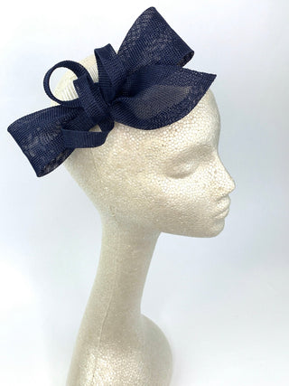 Navy Blue Fascinator, Womens Tea Party Hat, Church Hat, Derby Hat, Fancy Hat, Navy Blue Hat, Tea Party Hat, wedding hat - The Hat Hive