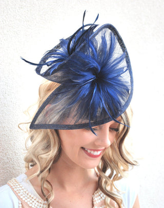 Navy Blue Fascinator, Womens Tea Party Hat, Church Hat, Wedding Hat, Church Fascinator, Derby Hat, Kentucky Derby Hat, English Hat, - The Hat Hive