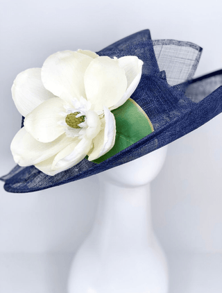 NAVY BLUE & MAGNOLIA DERBY HAT - The Hat Hive