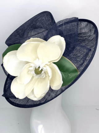NAVY BLUE & MAGNOLIA DERBY HAT - The Hat Hive