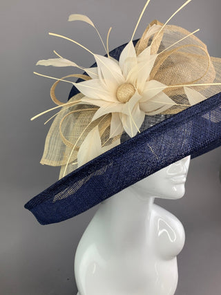 Navy Blue & Nude Kentucky Derby Hat - The Hat Hive