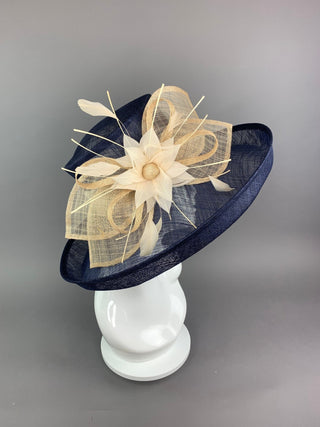 Navy Blue & Nude Kentucky Derby Hat - The Hat Hive