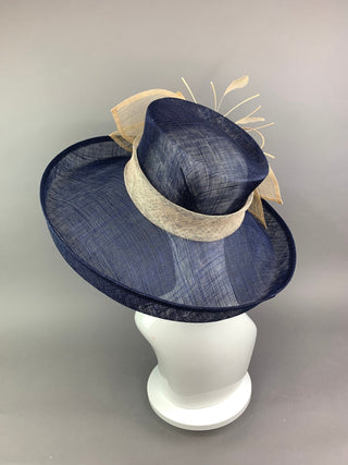 Navy Blue & Nude Kentucky Derby Hat - The Hat Hive