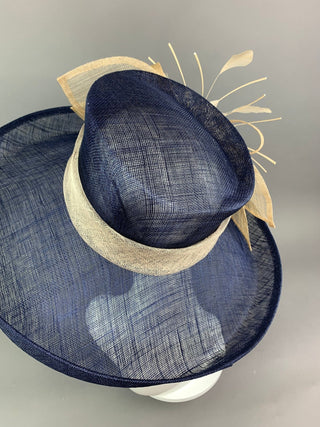 Navy Blue & Nude Kentucky Derby Hat - The Hat Hive