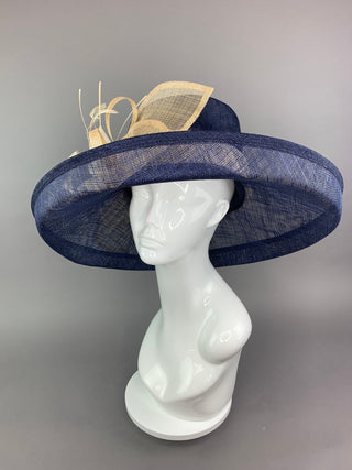 Navy Blue & Nude Kentucky Derby Hat - The Hat Hive