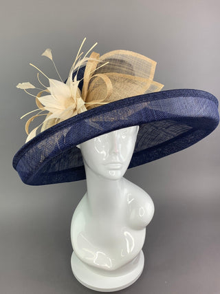 Navy Blue & Nude Kentucky Derby Hat - The Hat Hive