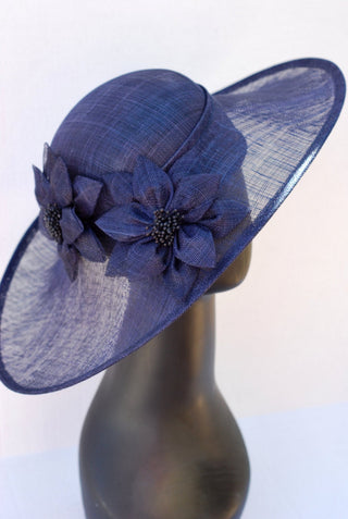 Navy Sinamay Derby Hat - The Hat Hive