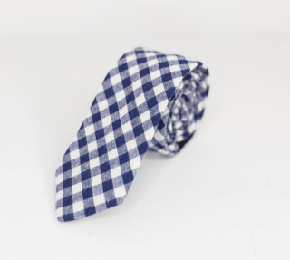 NAVY & WHITE CHECKER NECK TIE - The Hat Hive