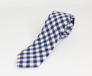NAVY & WHITE CHECKER NECK TIE - The Hat Hive