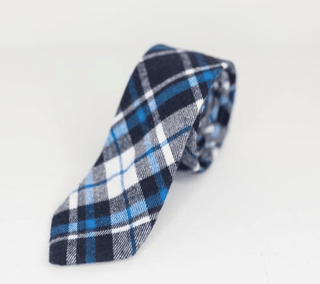 NAVY WHITE & LIGHT BLUE PLAID NECK TIE - The Hat Hive