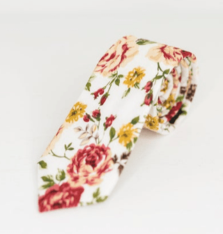 NEUTRAL BURGUNDY FLORAL NECK TIE - The Hat Hive