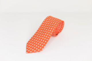 Orange and White Polka Dot Neck Tie - The Hat Hive