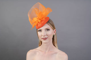 ORANGE CRINOLINE FASCINATOR - The Hat Hive