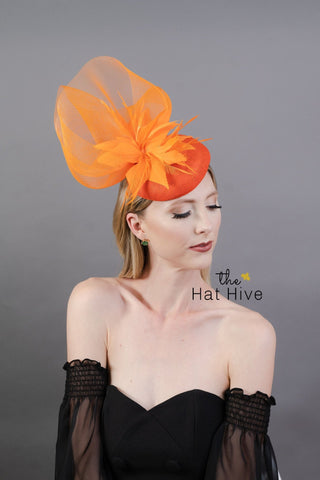 ORANGE CRINOLINE FASCINATOR - The Hat Hive
