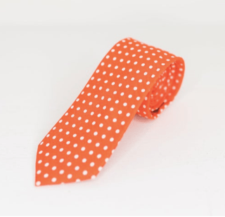 ORANGE PINK POLKA DOT NECK TIE - The Hat Hive