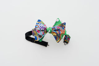 PAISLEY GREEN & DOT BOW TIE - The Hat Hive