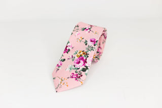 Pastel Pink and Fuchsia Floral Neck Tie - The Hat Hive
