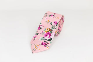 Pastel Pink and Fuchsia Floral Neck Tie - The Hat Hive