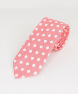 PASTEL PINK AND WHITE POLKA DOT NECK TIE - The Hat Hive