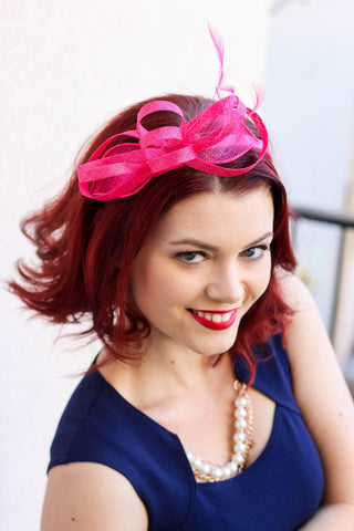 Pink Fascinator, Womens Tea Party Hat, Church Hat, Derby Hat, Fancy Hat, Pink Hat, Tea Party Hat, wedding hat, British Hat - The Hat Hive