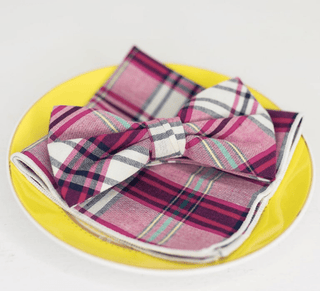 PINK PLAID BOW TIE - The Hat Hive