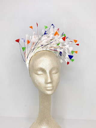 Rainbow Feather Fascinator, Kentucky Derby Hat, Womens Hat, Tea Party Hat, Church Hat, Derby Hat, Fancy Hat, ivory Hat, Tea Party - The Hat Hive