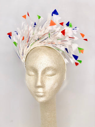 Rainbow Feather Fascinator, Kentucky Derby Hat, Womens Hat, Tea Party Hat, Church Hat, Derby Hat, Fancy Hat, ivory Hat, Tea Party - The Hat Hive