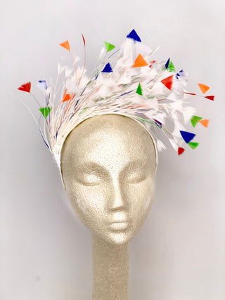 Rainbow Feather Fascinator, Kentucky Derby Hat, Womens Hat, Tea Party Hat, Church Hat, Derby Hat, Fancy Hat, ivory Hat, Tea Party - The Hat Hive