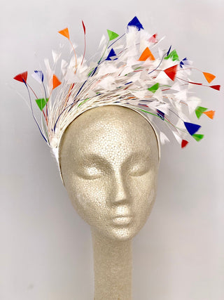 Rainbow Feather Fascinator, Kentucky Derby Hat, Womens Hat, Tea Party Hat, Church Hat, Derby Hat, Fancy Hat, ivory Hat, Tea Party - The Hat Hive