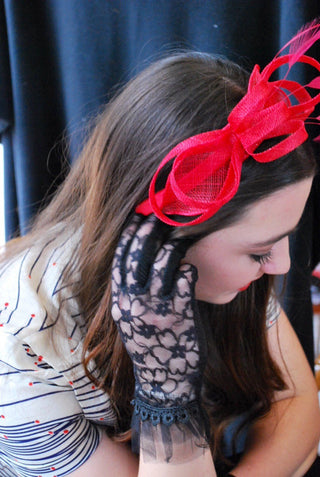 Red Fascinator, Fascinator, Tea Party Hat, Church Hat, Derby Hat, Fancy Hat, Wedding hat, Red Fascinator, womens hat, Britsh Hat, Royal Hat - The Hat Hive