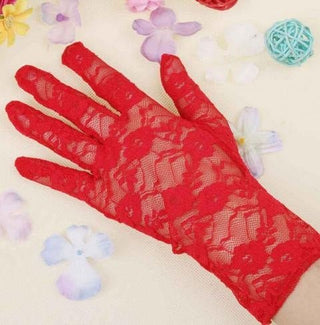 Red Lace Gloves - The Hat Hive
