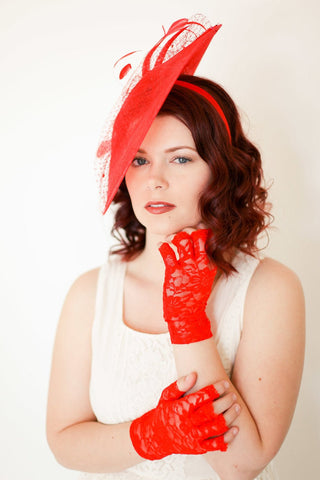 Red Lace Gloves - The Hat Hive
