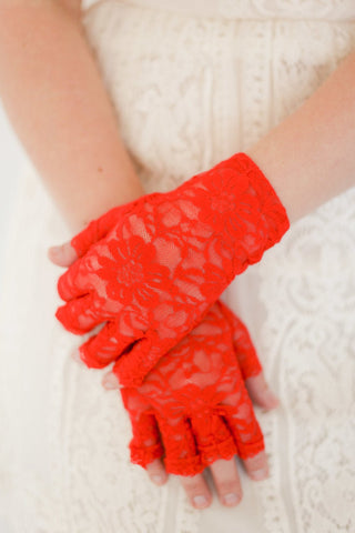Red Lace Gloves - The Hat Hive