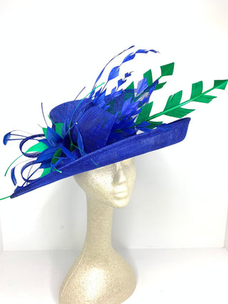 Royal Blue and Green Kentucky Derby Hat, Church hat, Tea Party Hat, Blue Hat, Formal Hat, Fashion Hat, Church Hat, Derby Hat - The Hat Hive
