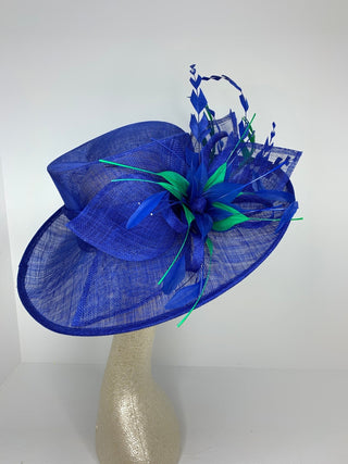 Royal Blue and Green Kentucky Derby Hat, Church hat, Tea Party Hat, Blue Hat, Formal Hat, Fashion Hat, Church Hat, Derby Hat - The Hat Hive