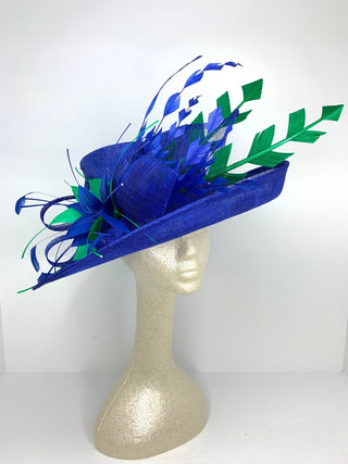 Royal Blue and Green Kentucky Derby Hat, Church hat, Tea Party Hat, Blue Hat, Formal Hat, Fashion Hat, Church Hat, Derby Hat - The Hat Hive
