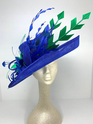 Royal Blue and Green Kentucky Derby Hat, Church hat, Tea Party Hat, Blue Hat, Formal Hat, Fashion Hat, Church Hat, Derby Hat - The Hat Hive