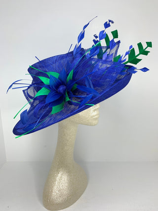 Royal Blue and Green Kentucky Derby Hat, Church hat, Tea Party Hat, Blue Hat, Formal Hat, Fashion Hat, Church Hat, Derby Hat - The Hat Hive
