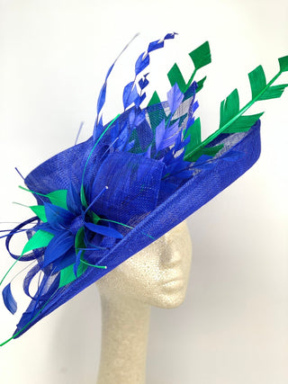 Royal Blue and Green Kentucky Derby Hat, Church hat, Tea Party Hat, Blue Hat, Formal Hat, Fashion Hat, Church Hat, Derby Hat - The Hat Hive