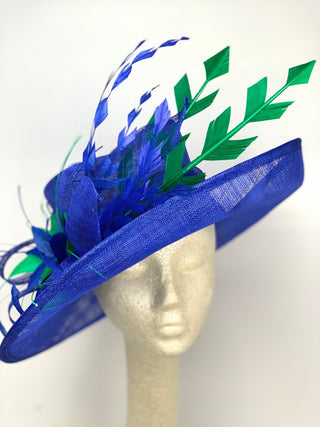 Royal Blue and Green Kentucky Derby Hat, Church hat, Tea Party Hat, Blue Hat, Formal Hat, Fashion Hat, Church Hat, Derby Hat - The Hat Hive