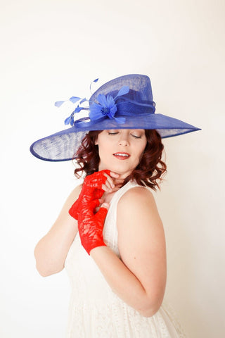 Royal Blue Derby Hat - The Hat Hive