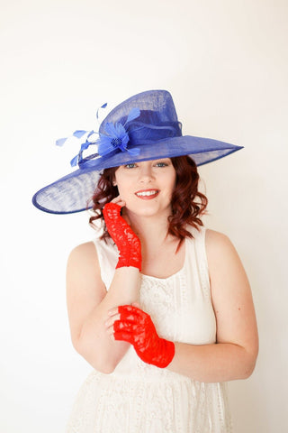 Royal Blue Derby Hat - The Hat Hive