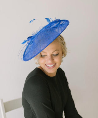 Royal Blue Fascinator Derby Hat on Headband, several colors avail, Church Hat, Derby Hat, Fancy Hat, Royal Hat, Tea Party Hat, wedding hat - The Hat Hive