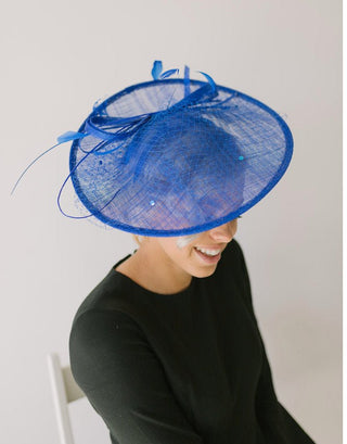 Royal Blue Fascinator Derby Hat on Headband, several colors avail, Church Hat, Derby Hat, Fancy Hat, Royal Hat, Tea Party Hat, wedding hat - The Hat Hive