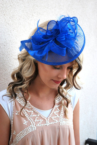 Royal Blue Fascinator, Tea Party Hat, Church Hat, Derby Hat, Fancy Hat, Royal Blue Hat, wedding hat, Blue Fascinator, womens hat - The Hat Hive