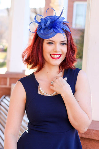 Royal Blue Fascinator, Tea Party Hat, Church Hat, Kentucky Derby Hat, British Hat, Wedding hat, Blue Fascinator, womens hat, Royal Hat - The Hat Hive