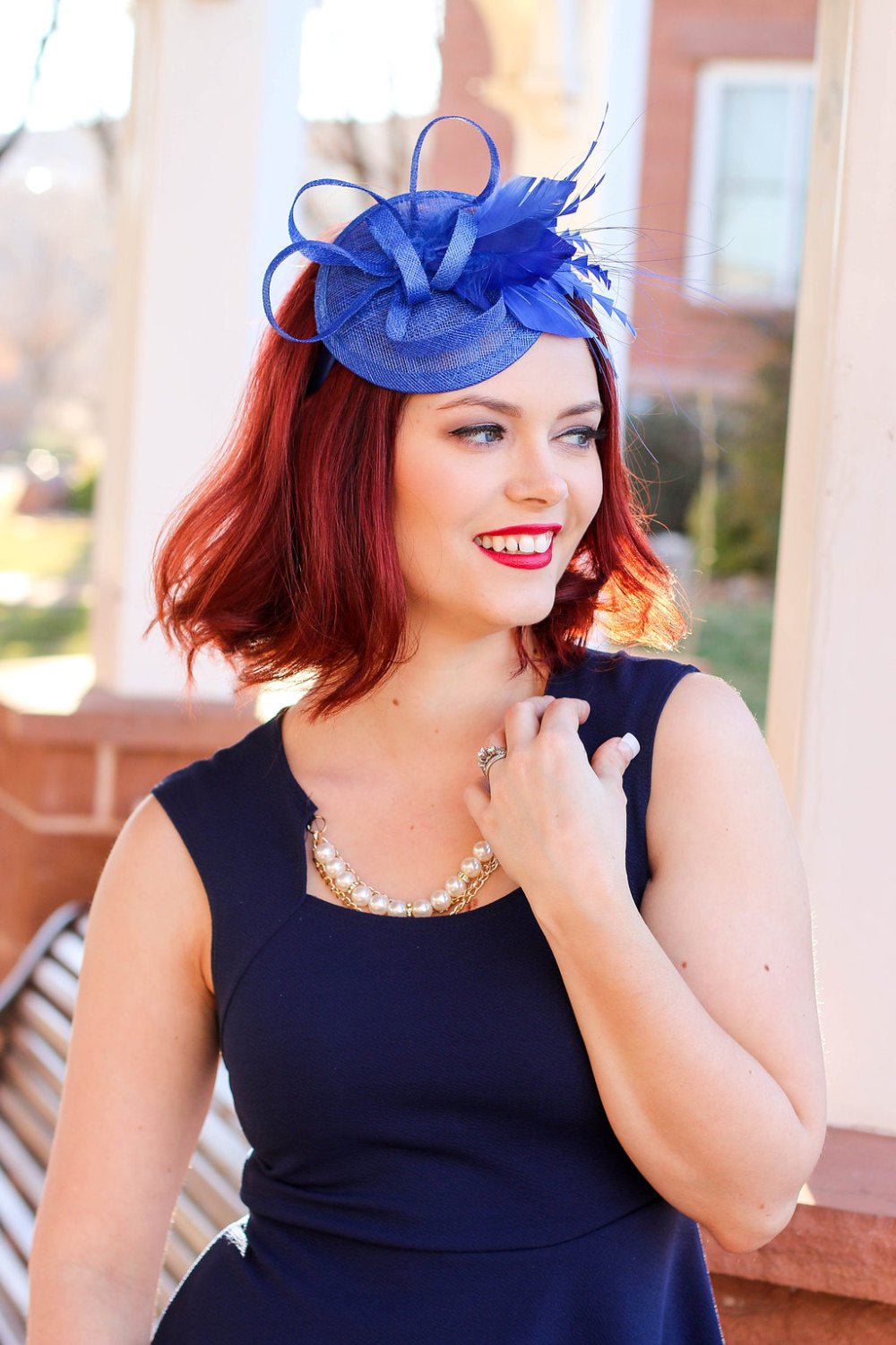 fascinator for blue dress Baby Blue Dress Hat With Assorted Flowers/Shenor Collections